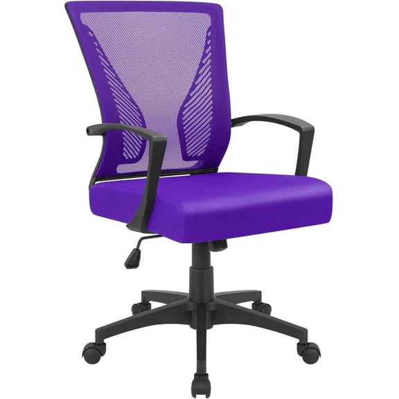AOEIUY Office Chair Ergonomic Computer Desk Mesh Chair Mid Back Swivel Lumbar Support with Armrest (1, Violet)