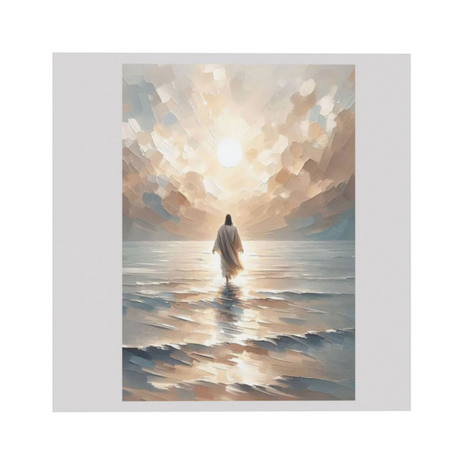 AOEX Jesus Walking on Water Canvas Wall Art Jesus Walking on Water Back ...