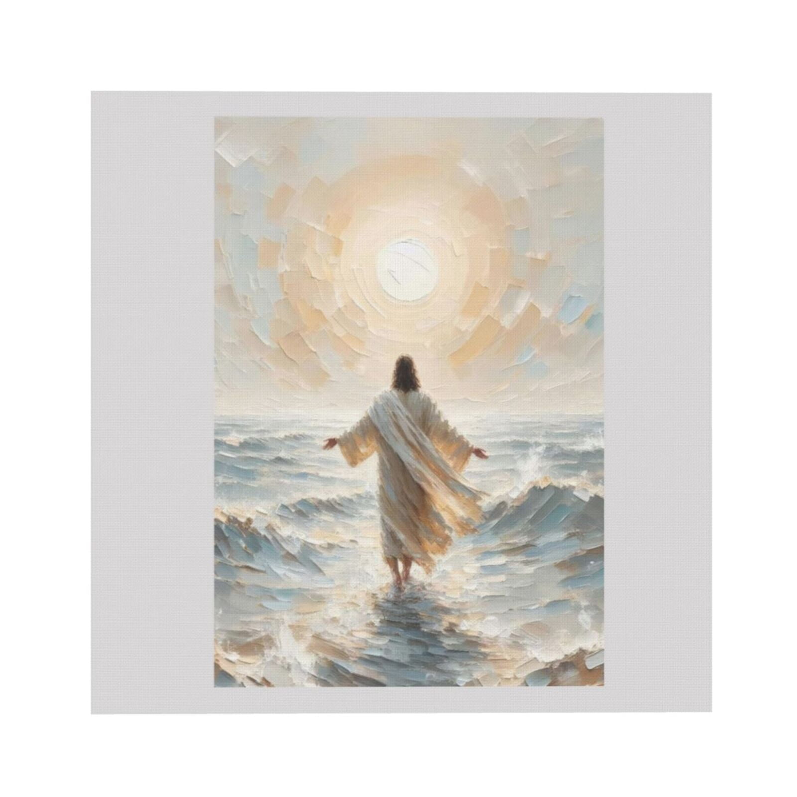 AOEX Jesus Walking on Water Canvas Wall Art Painting Christian Bible ...