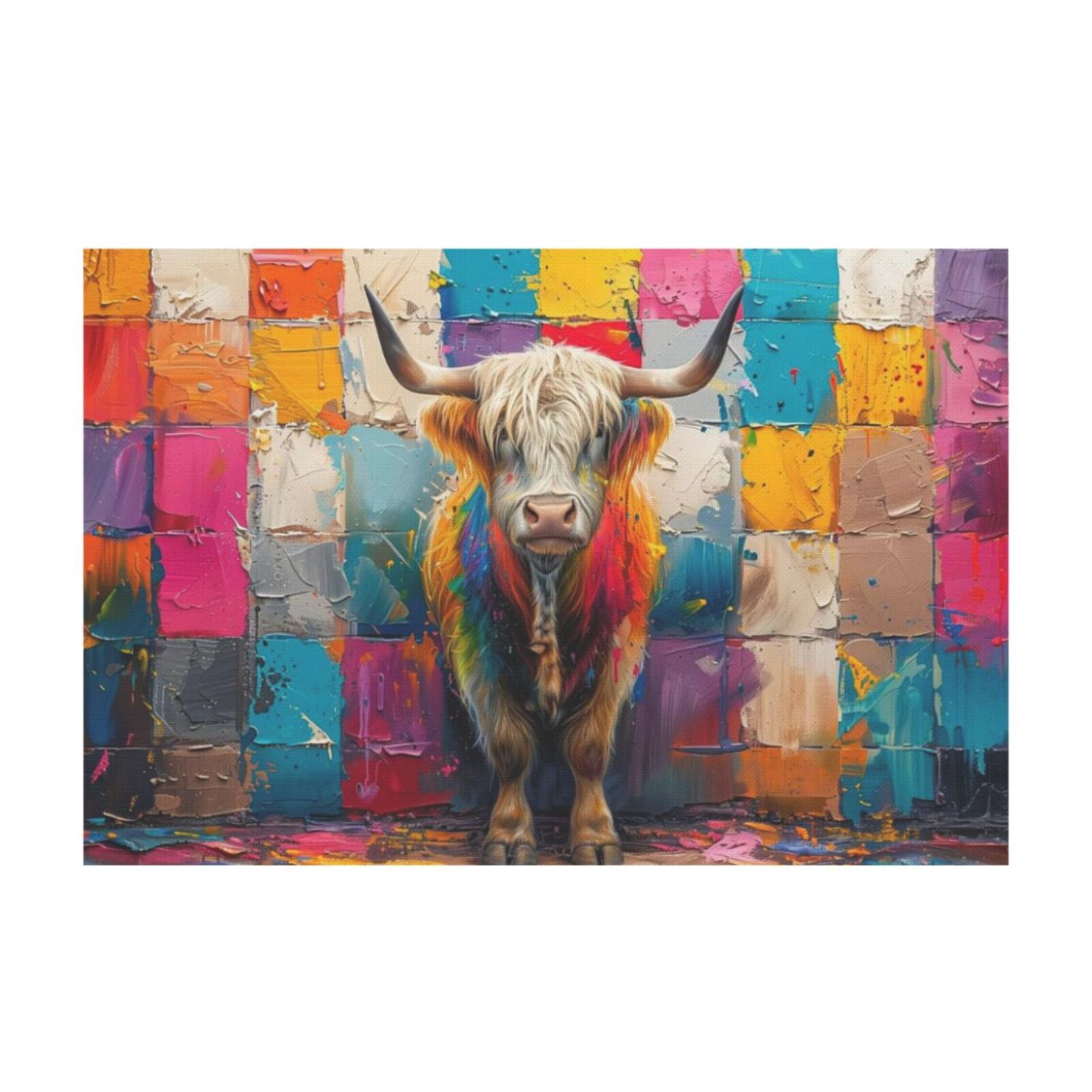 AOEX Large Cow Pictures Wall Art Abstract Animals Painting Canvas ...