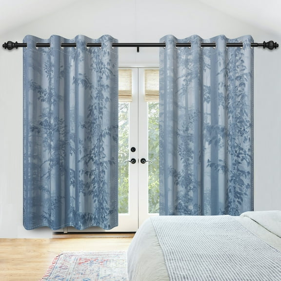 AOFOTO Forest Curtains Grommet Nature Jungle Misty Forest Tree Scenery Print Pattern Fabric Window Drapes for Bedroom Living Room 2 Panels W52 x L63 Inch