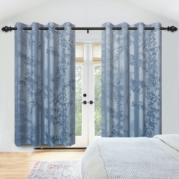 AOFOTO Forest Curtains Grommet Nature Jungle Misty Forest Tree Scenery Print Pattern Fabric Window Drapes for Bedroom Living Room 2 Panels W52 x L84 Inch