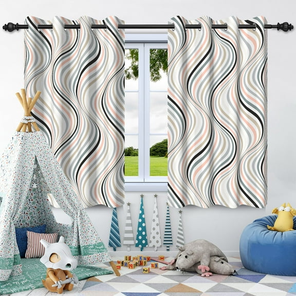 AOFOTO Striped Curtains Living Room Pinstripe Stripe Curtains 2 Panels 42"W x 84"L