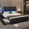thumbnail image 1 of AOGLLATI Queen Bed Frame with Headboard and 4 Storage Drawers Platform Bed Frame with Led Light & 2 USB Ports No Box Spring Needed, 1 of 8