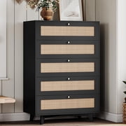 Black Rattan Dresser