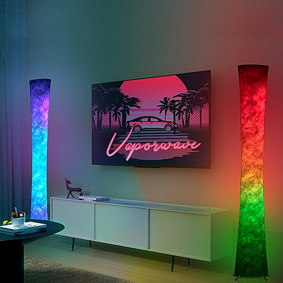 AOHAO 2 Pack Corner Floor Lamp, 61'' RGB Color Changing with APP & Remote Control for Living Room Bedroom Game