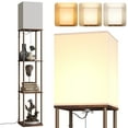 thumbnail image 1 of AOHAO 64” Modern Standing Floor Lamp with Shelves Walnut Shade, 1 of 6