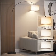 SUNMORY 75  Arc/Arched Floor Lamp, Modern Floor Lamp with 9w LED Bulb & 3 Color Temperature, Tall Standing Lamps with Hanging Linen Drum Shade & Weighted Base for Bedroom, Living Room, Study Room