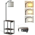 AOHAO Floor Lamp with Table, End Table with Shelves with USB Port