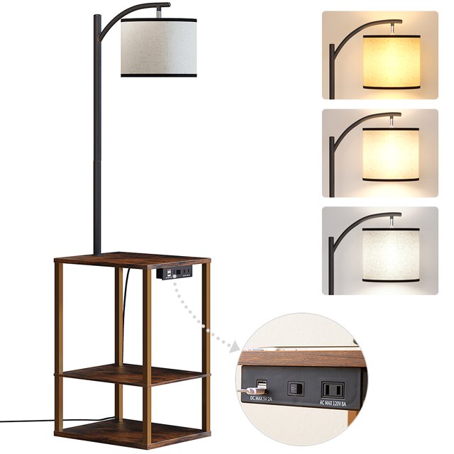 AOHAO Floor Lamp with Stand & Charger, End Table with Storage & USB