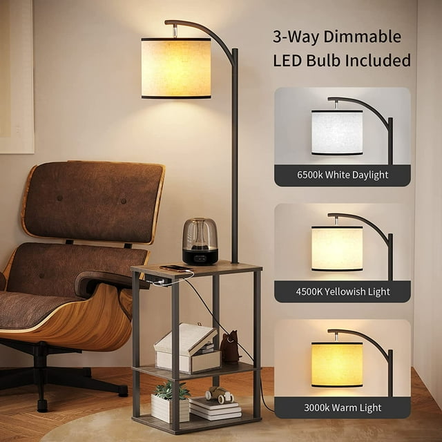 AOHAO Floor Lamp with Table, End table with Lamp for Living Room, Lamp