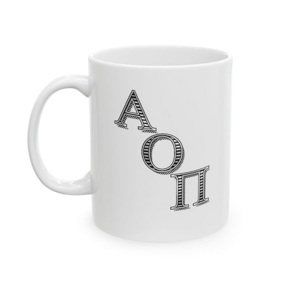 AOII 11 oz Coffee Mug - Gift for College Students White Ceramic