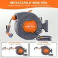 thumbnail image 1 of AOILE 1/2" x 100 ft Retractable Garden Hose Reel – 9 Function Nozzle, Automatic Rewind, Lockable at Any Length, 180° Swivel Bracket, 3-Layer PVC, Brass Fittings, 1 of 8