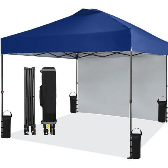 AOILE 10x10 Pop-Up Canopy Tent – Instant Commercial Patio Tent with Removable Sidewall, Vented Top, Wheeled Bag & Accessories