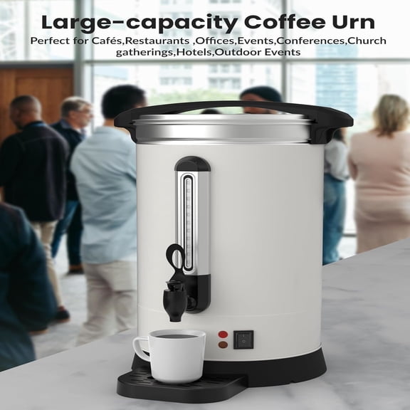 AOILE 120-Cup Commercial Coffee Urn, 18L Double-Wall Stainless Steel Coffee Maker, Hot Water Urn for Catering & Events