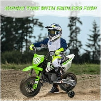 AOILE 12V Kids Electric Dirt Bike, Ride-On Motorcycle with 25W*2 Motor, Training Wheels & Spring Suspension