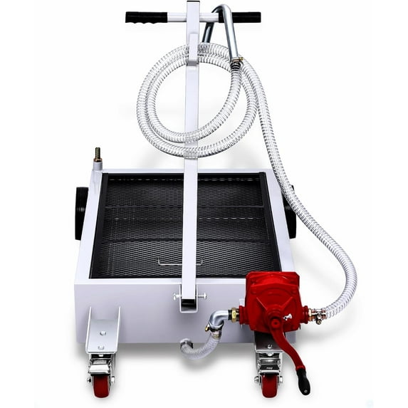 AOILE 15 Gallon Low Profile Oil Drain Pan with T-Handle for Car, SUV, Trucks Buses Oil Draining, Silver