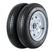 AOILE 2 PACK Rubber Trailer Tire Wheels with 12 Rims, 4.80-12 Tire 5 Lug on 4.5, Load Range C 6PR