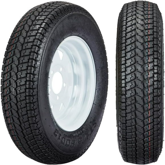AOILE 2 PACK Trailer Tire, ST175/80D13 Trailer Tires Rims 175 80 13 Tire 5 Lug White Spoke Wheel Load Range C, 6 PLY, Set of 2