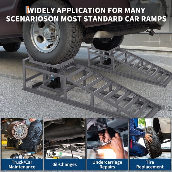 AOILE 2 Pack Hydraulic Car Ramps, 5 Ton Low Profile Car Lift Ramps ...