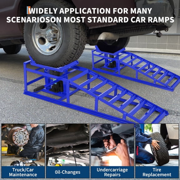 AOILE 2 Pack Hydraulic Car Ramps, 5 Ton Low Profile Car Lift Ramps, Adjustable 9.8"-16.2" Height