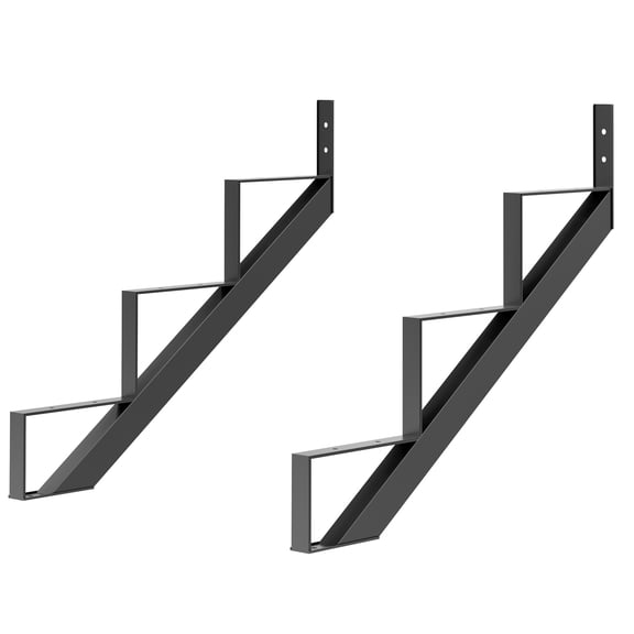 AOILE 2 Pack Metal Stair Riser for 10.2"W Deck Height, Steel Stair Stringer for Outdoor Steps, Black