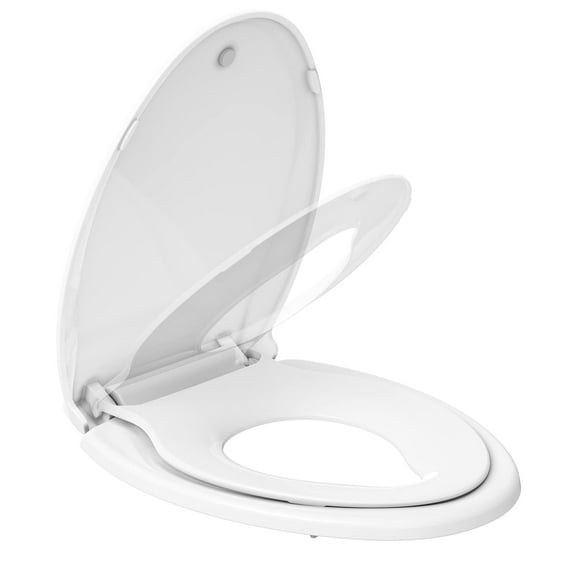 AOILE 2-in-1 Toilet Seat with Built-in Potty Training Seat - Soft-Close, Removable & Non-Slip Design for Toddlers & Adults, Round 17"/19"