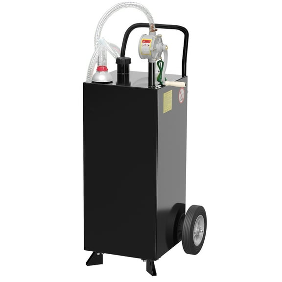 AOILE 20/30/35/40 Gallon Fuel Caddy with Manual Rotary Pump, Portable Gas Storage Tank with 2 Wheels, Easy Transfer for Cars, Boats, ATVs, and Lawn Mowers