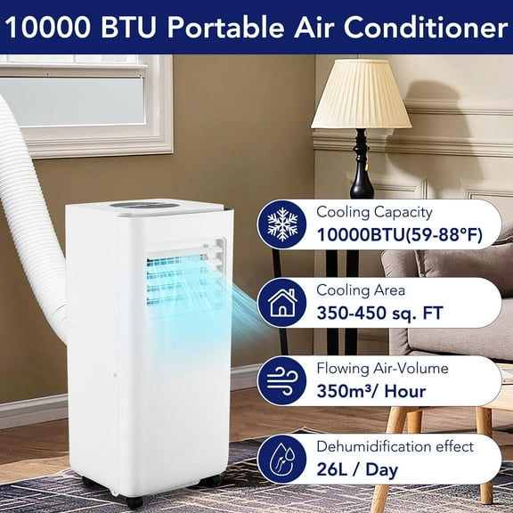 AOILE 2024 Portable Air Conditioner – 10,000 BTU, 3-in-1 AC Unit with Dehumidifier & Fan Mode, Cools Up to 450 Sq. Ft, Ultra-Quiet, Remote Control