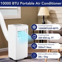 AOILE 2024 Portable Air Conditioner – 10,000 BTU, 3-in-1 AC Unit with Dehumidifier & Fan Mode, Cools Up to 450 Sq. Ft, Ultra-Quiet, Remote Control