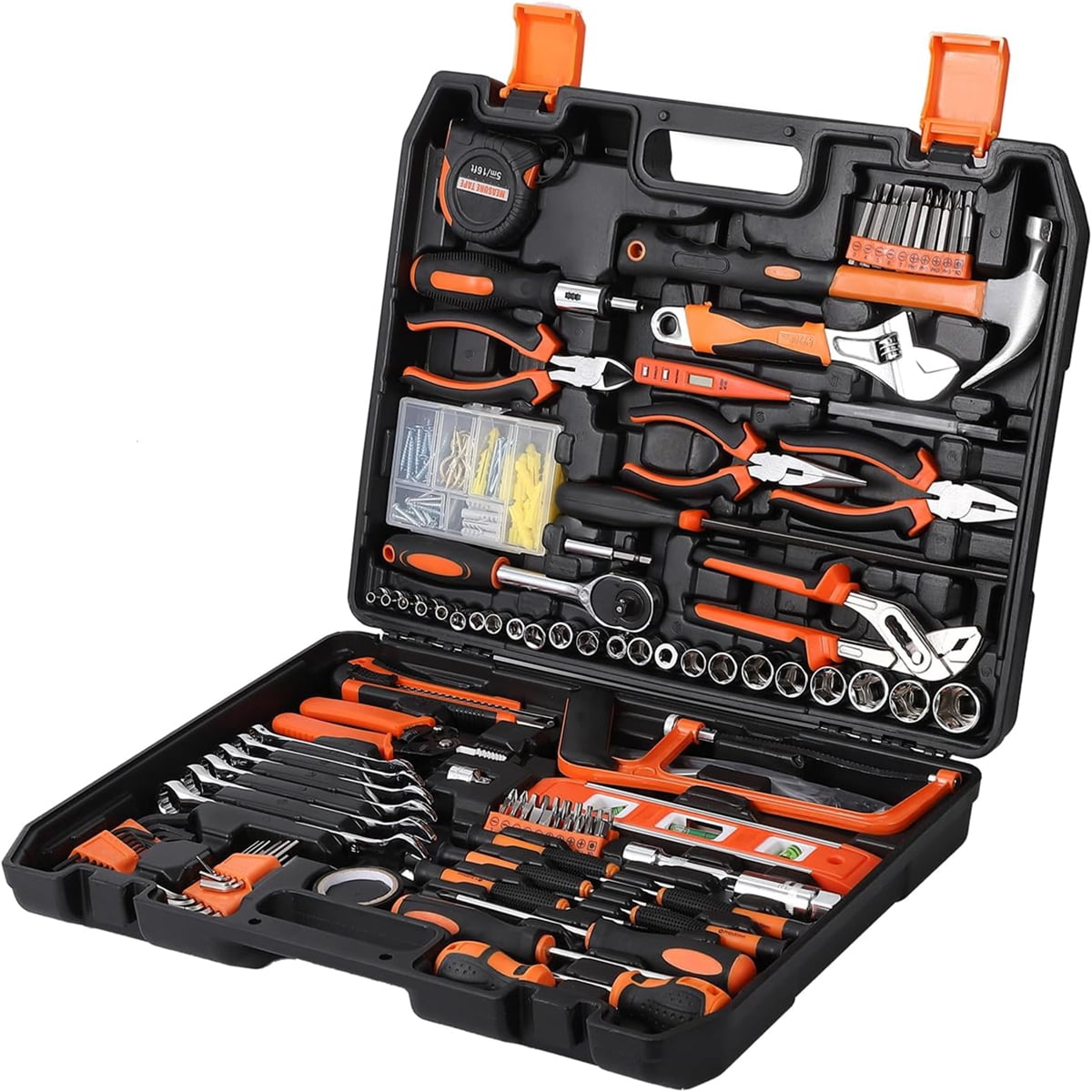 AOILE 236 Piece Socket Wrench Auto Repair Tool Combination Package Mixed Tool Set General Household Hand Tool Kit with Plastic Toolbox Storage Case