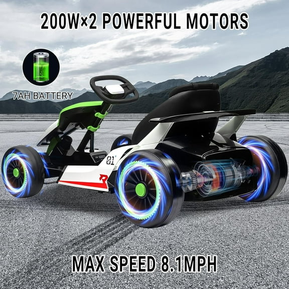 AOILE 24V Kids Electric Drift Kart, 2x150W Motors, 7Ah Battery, High-Speed Go-Kart for Boys & Girls
