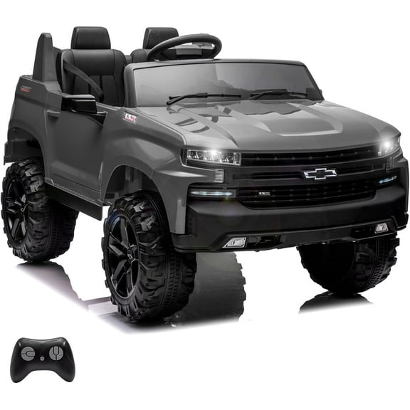 AOILE 24V Ride On Truck for Ks, Licensed Chevrolet 2-Seater Remote Control Ride-on Toys, Grey