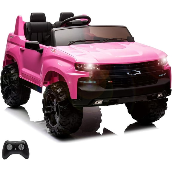AOILE 24V Ride On Truck for Ks, Licensed Chevrolet 2-Seater Remote Control Ride-on Toys, Pink