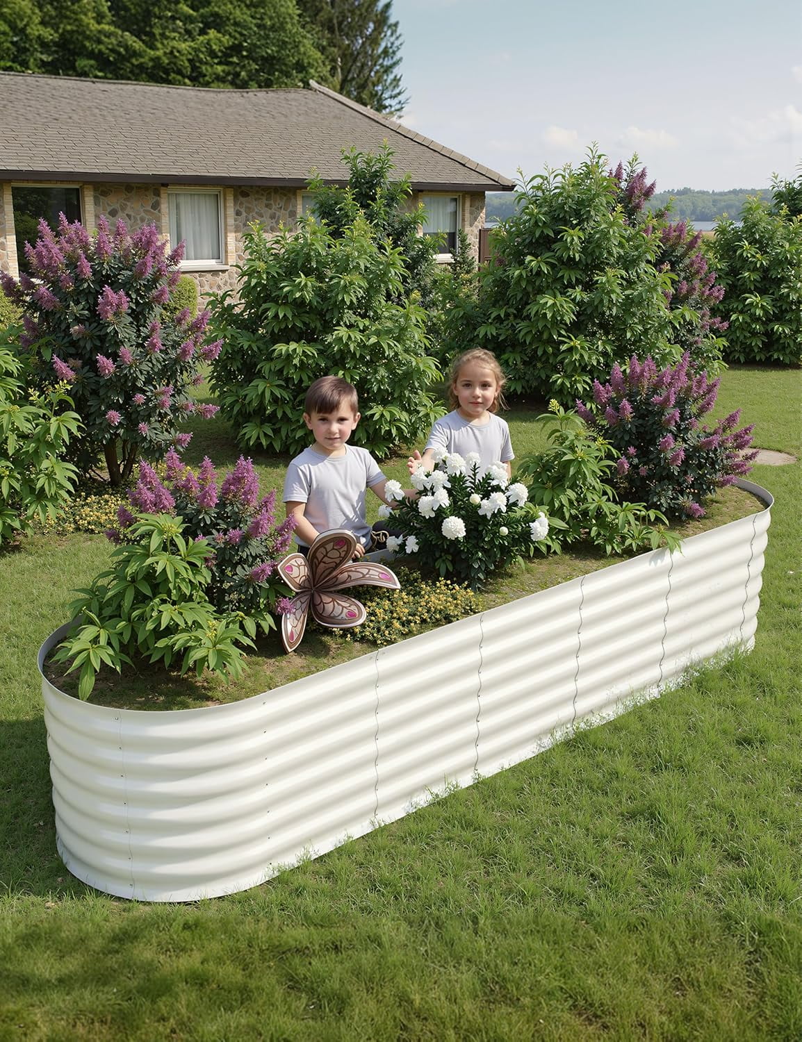 AOILE 2Pcs Raised Garden Bed, Galvanized Planter Boxes for Outdoor ...