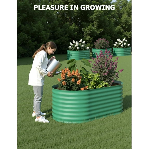 AOILE 2Pcs Raised Garden Bed, Galvanized Planter Boxes for Outdoor Gardening, Vegetables, Flowers