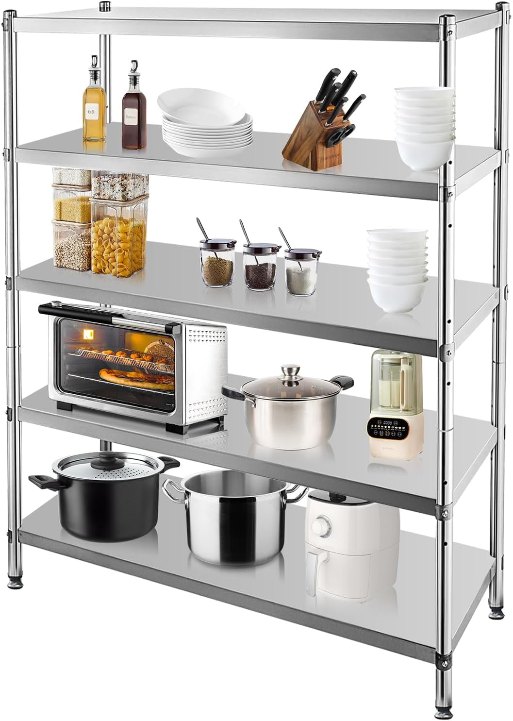 AOILE 5 Tier Stainless Steel Shelving, 24x14x57 inch Heavy Duty Storage