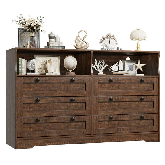 AOILE 6-Drawer Media Console, Entertainment Center with Ambient Features for Living Room and Bedroom