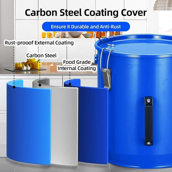 AOILE 6 Gal Fryer Grease Bucket with Lid, Heavy Duty Oil Disposal Caddy, Carbon Steel Fryer Oil Container with Filter Bag, Rust-Proof Oil Can for Kitchen & Restaurant