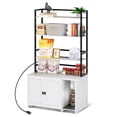 thumbnail image 1 of AOILE 60-Inch Tall Cat Litter Box Enclosure – Wooden Hidden Cat Furniture with Shelves, 2 Doors, Sockets & Pull-Out Tray, 1 of 9