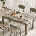 thumbnail image 1 of AOILE 63" Rectangular Dining Table for 4–6, Farmhouse Kitchen Table, Wood Dinner Table, Rustic Brown/Gray, 1 of 7