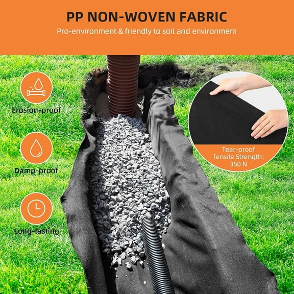 AOILE 6ft x 100ft Geotextile Fabric, 6oz PP Heavy-Duty Landscape Fabric for Driveway, Erosion Control, Drains