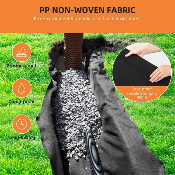 AOILE 6ft x 300ft 6oz Geotextile Fabric – Heavy-Duty PP Landscape Fabric for Drainage, Erosion Control & Road Stabilization