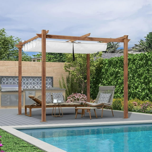 AOILE Aluminum Pergola – Outdoor Pergola with Adjustable Canopy, Reinforced Metal Frame for Backyard, Garden, and Deck