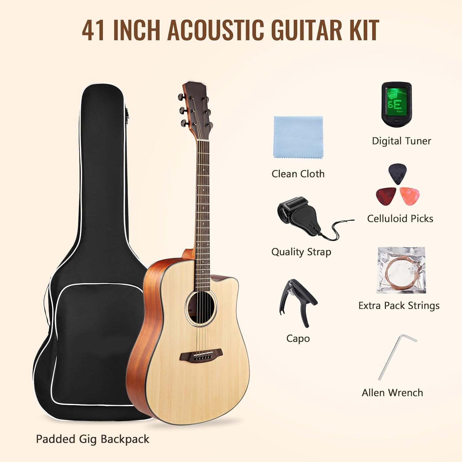 Maestro Mini-Acoustic Guitar Travel-Friendly Compact, 30