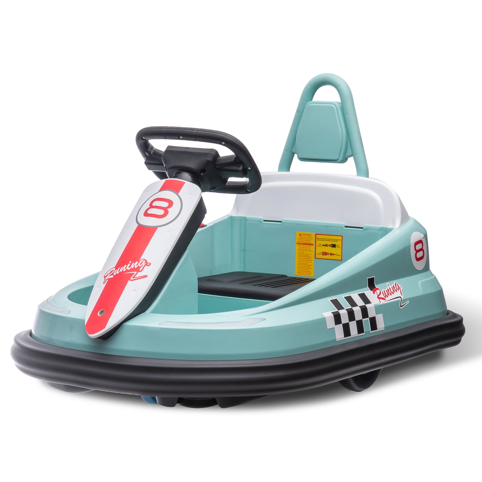 Green Electric Kids Ride-On Bumper Car with LED Lights