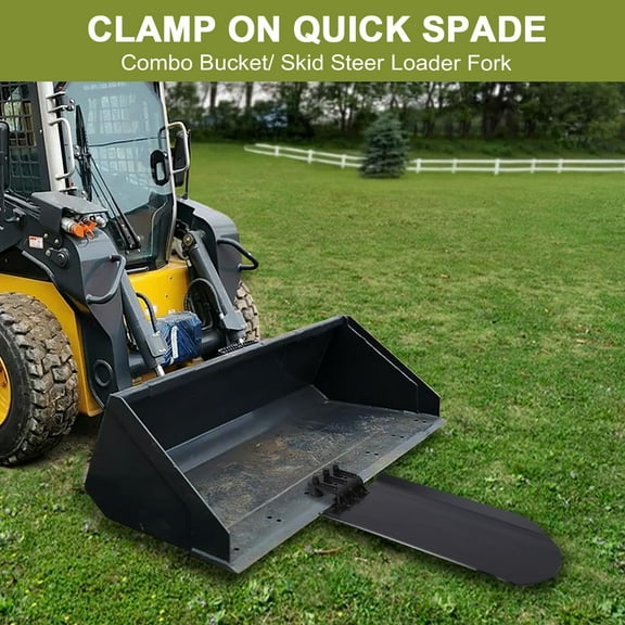 AOILE Clamp-On Quick Spade Attachment for Skid Steer, Tractor Bucket, Pallet Fork – Heavy-Duty Digging Tool