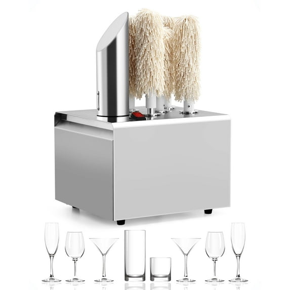 AOILE Commercial Electric WinePolisher – Stainless Steel with 5 Cotton Brushes and High-Power Heater, Ideal for Bars, Kitchens, and Restaurants