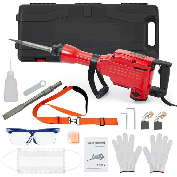 AOILE Demolition Jack Hammer – 1700W/2200W/3600W, Includes 2/3/4/6PCS Bit Set with Case, 65/95A Concrete Breaker Tool Kit, Noise-Canceling Earplugs, and Shoulder Strap