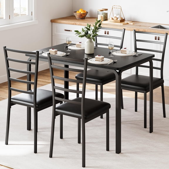 AOILE Dining Table for 4, Small Table and Chairs Set, 5-Piece Square Dinette Set for Kitchen & Dining Room, Perfect for Small Spaces